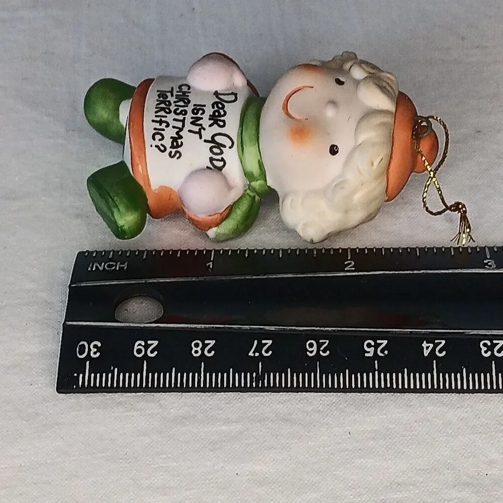Vintage 1980s Enesco Dear God Christmas Ornaments Boy